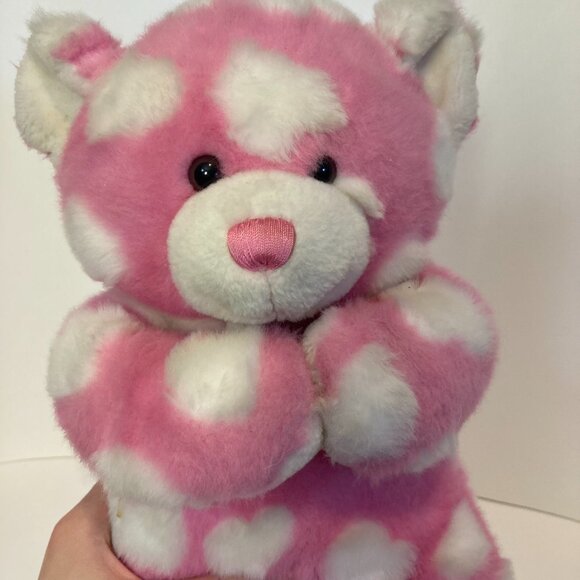 Build A Bear Hug Me Bear Magnet Hands Hearts Pink White Plush Stuffed Valentine - Picture 5 of 12